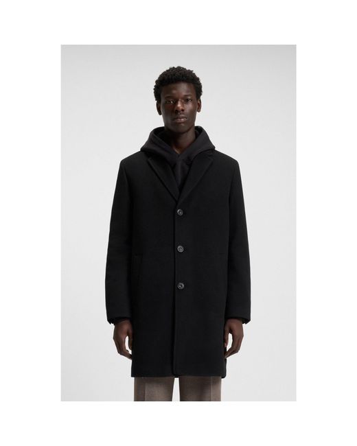 HUGO Black Button-Front Coat for men