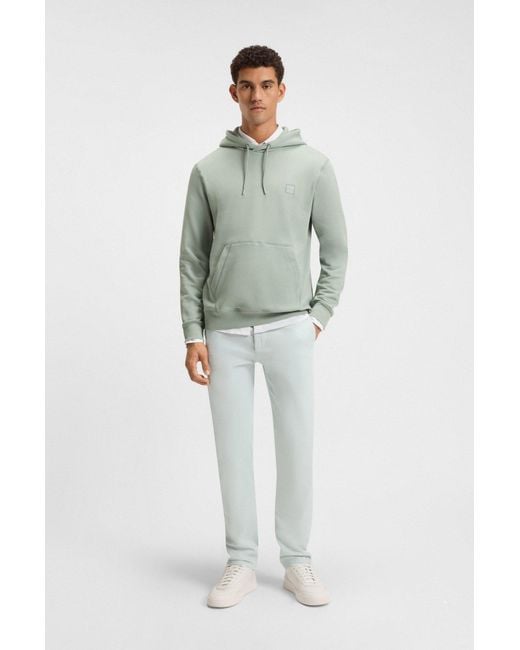 Boss Hoodie Van Katoenen Badstof Met Logopatch in het Gray voor heren