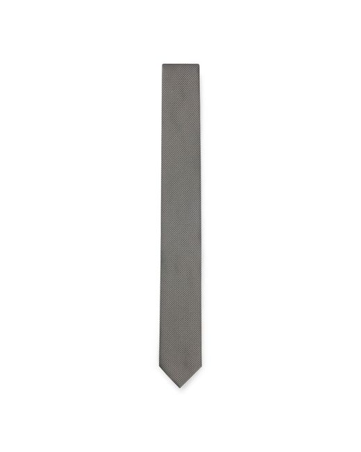 HUGO Gray Silk Tie With Jacquard-Woven Pattern for men