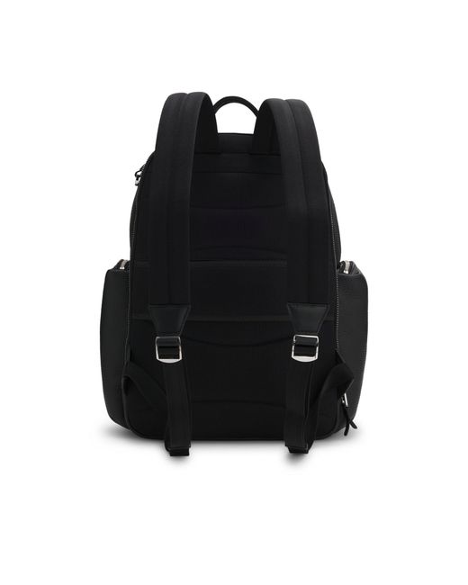 Boss Black Italian-Leather Backpack With Zipped Side Pockets for men