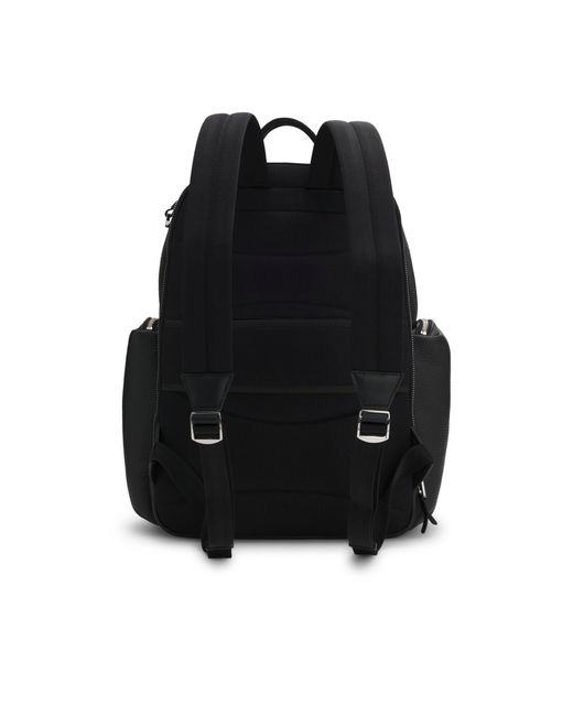 BOSS Italian-Leather Backpack With Zipped Side Pockets in Black for Men ...