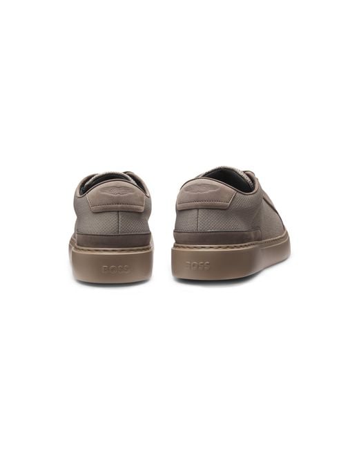 Boss Gray X Aston Martin Trainers With Leather Trims for men
