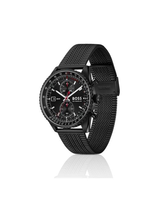 Boss Black Skytraveller Pro-Plated Watch With Sapphire Crystal for men