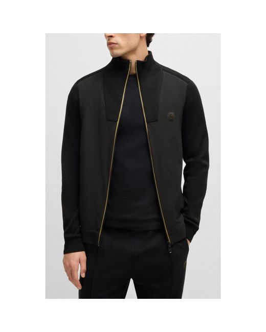 Boss Black Knitted Jacket With Double B Monogram for men