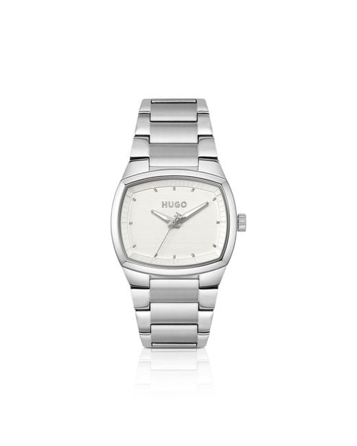 HUGO Metallic Telly Stainless-Steel Watch With Retro-Inspired Case for men
