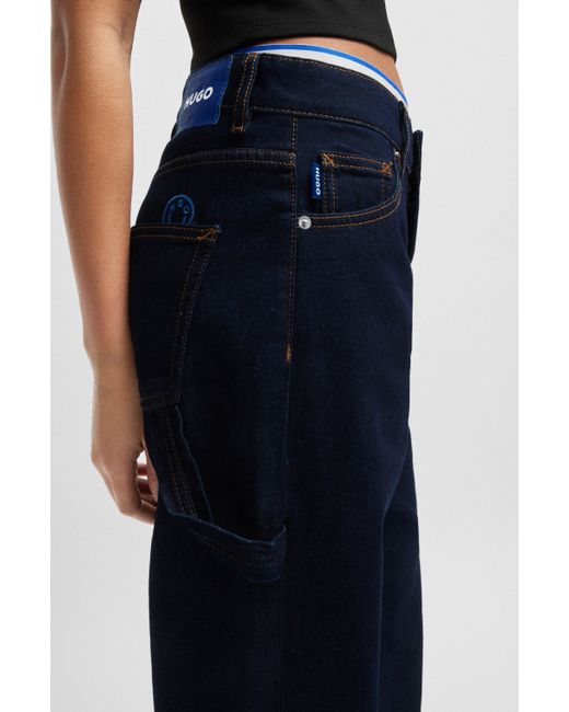 HUGO Baggy-fit Jeans Van Stevig Donkerblauw Denim in het Blue