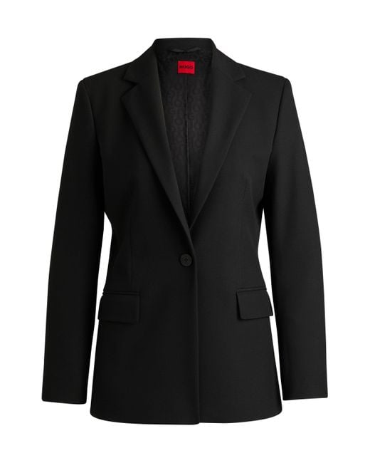 HUGO Black Regular-fit Jacket In Stretch Fabric
