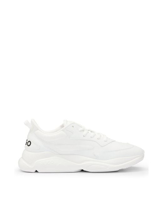 HUGO White Mixed-material Trainers With Contrast Logos