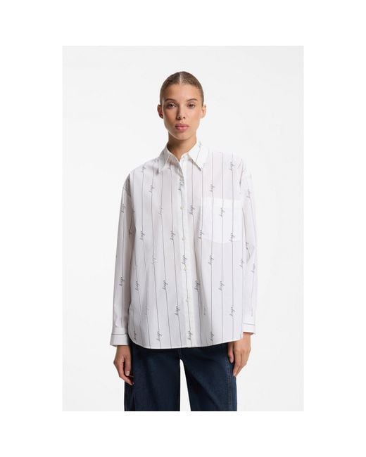 HUGO White Oversized-Fit Blouse