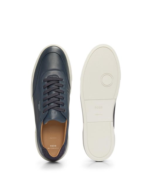 Boss Blue Porsche X Leather Trainers With Special Branding for men