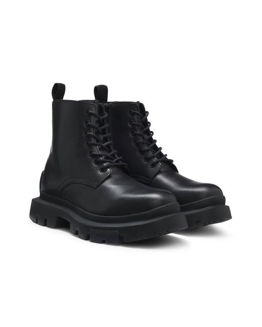 HUGO Schnür-Boots Aus Leder Mit Chunky-Sohlen in Black für Herren