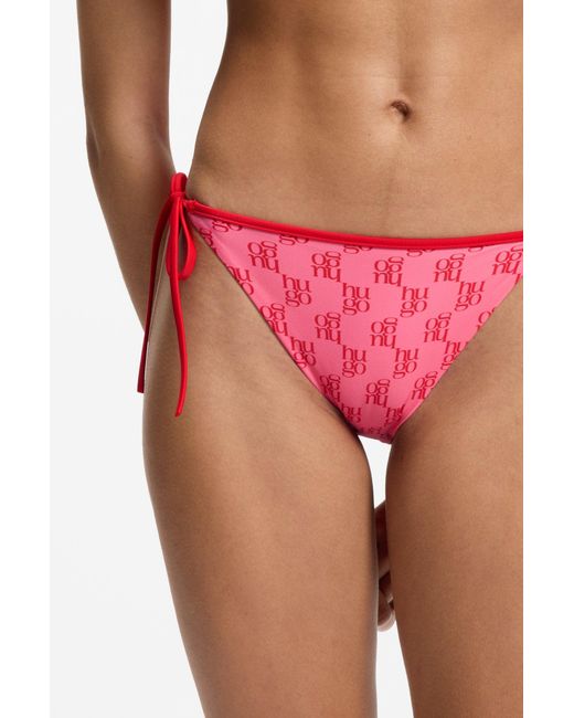 HUGO Pink Bikinihose Mit Stack-Logos