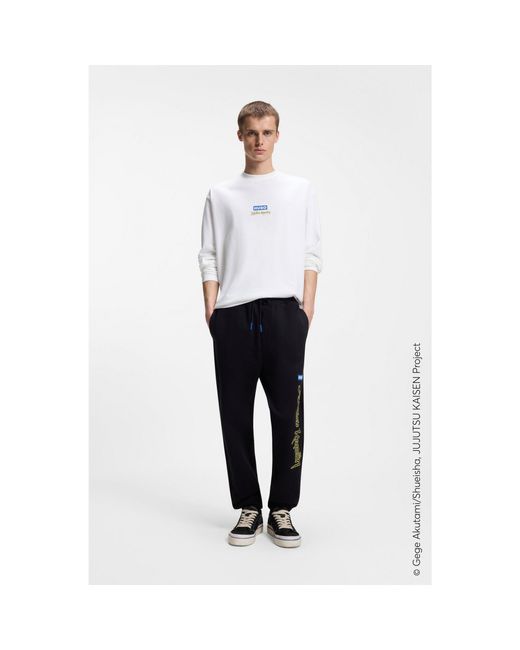 HUGO White X Jujutsu Kaisen T-Shirt With Yuji, Megumi And Kento Print for men