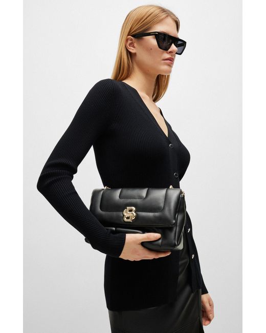 Boss Black Shoulder Bag With Double Monogram