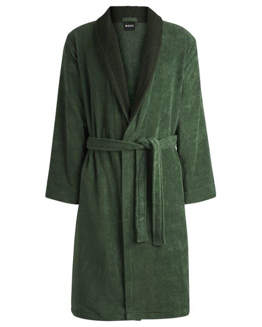 Peignoir En Velours De Coton À Monogramme Double B Boss pour homme en coloris Green