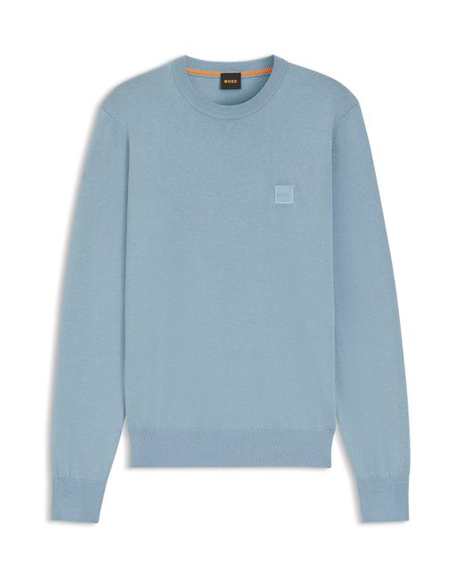 Boss Pullover Aus Baumwolle Und Kaschmir Mit Logo-Label in Blue für Herren