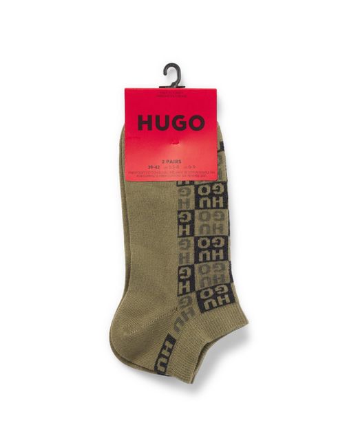 HUGO Green Two-Pack Of Ankle-Length Socks With Logo Intarsia for men