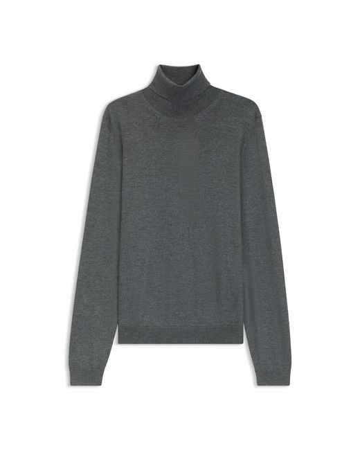 Boss Gray Slim-fit Rollneck Sweater In Wool for men