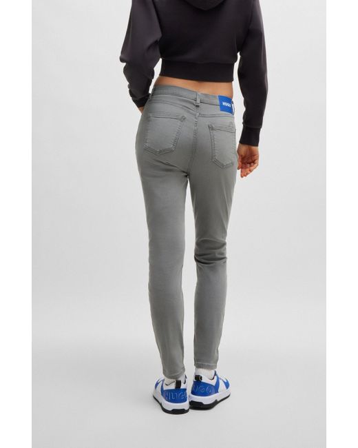 HUGO Skinny-fit Jeans Van Donkergrijs Stretchdenim in het Gray
