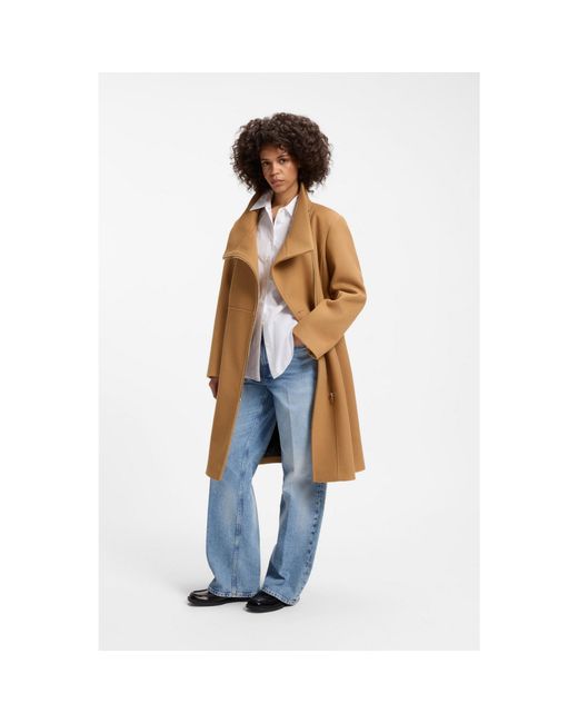 HUGO Blue Regular-Fit Coat With Asymmetric Zip