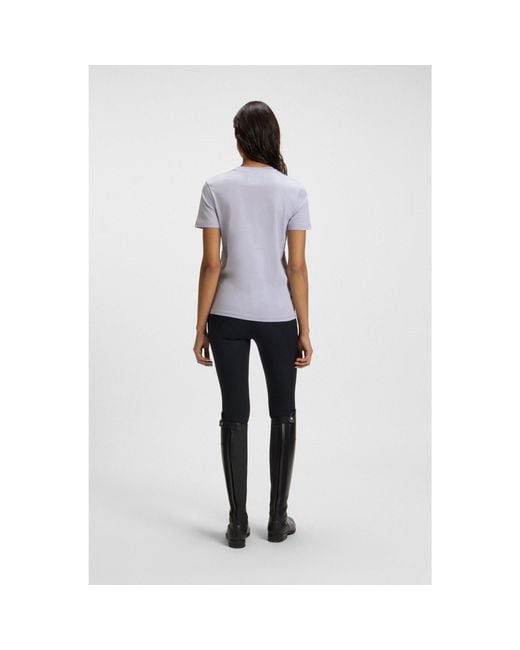 Boss Purple Equestrian Stretch-Cotton T-Shirt With Double B Monogram