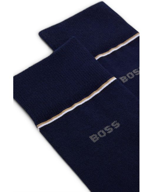 Boss Blue Two-pack Of Regular-length Performance-stretch Socks for men