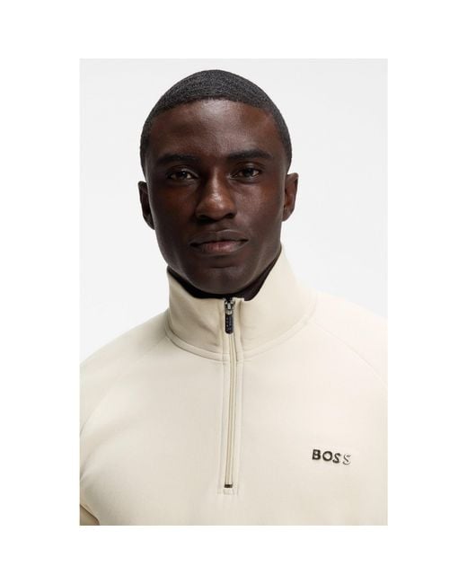Boss Natural Cotton-Blend Jacket With Metallic Logo for men
