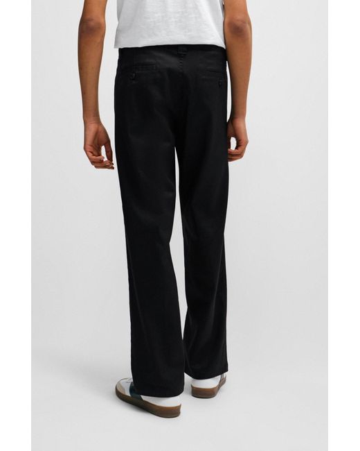 Boss Black Straight-fit Trousers In Stretch-cotton Twill for men