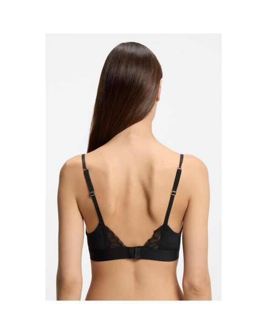 Boss Black Premium Lace Bralette With Mesh Pleating