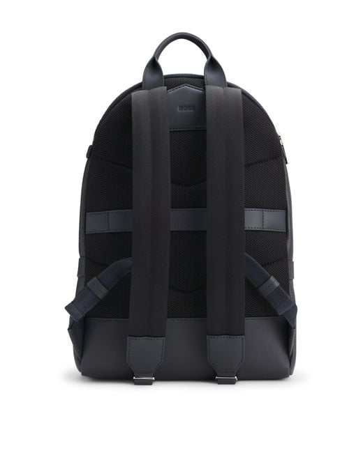 Boss Rugtas Van Generfd Italiaans Leer Met Reliëflogo in het Black voor heren