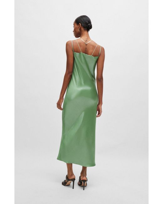 Boss Green Evening Dress In Liquid-soft Fabric With Layered Neckline