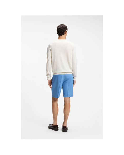 Boss White Silk Sweater With Jacquard Pattern for men