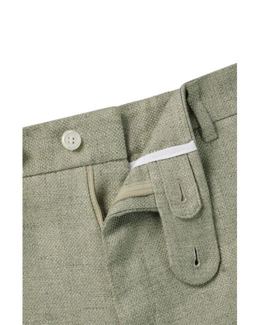 Boss Natural Slim-fit Trousers In A Micro-patterned Linen Blend for men