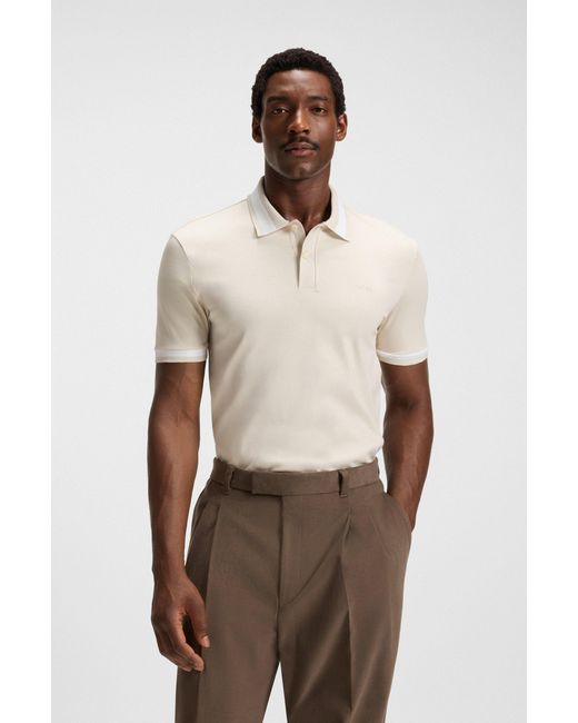 Boss Natural Beige Men's Polo Shirts Size L for men