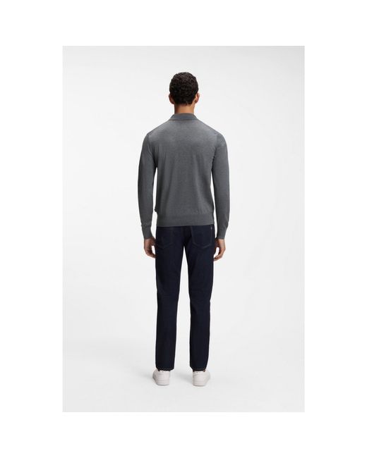 Boss Gray Regular-Fit Knit Polo for men