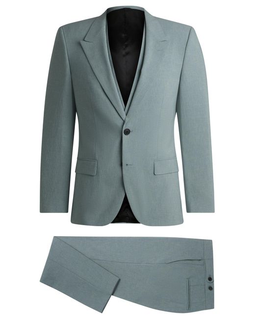 HUGO Driedelig Slim-Fit Pak Van Materiaal in het Blue voor heren