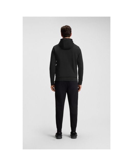 Boss Black Relaxed-Fit Cotton-Blend Hoodie With Double B Monogram for men