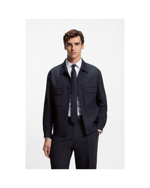 HUGO Blue Slim-Fit Suit Jacket for men