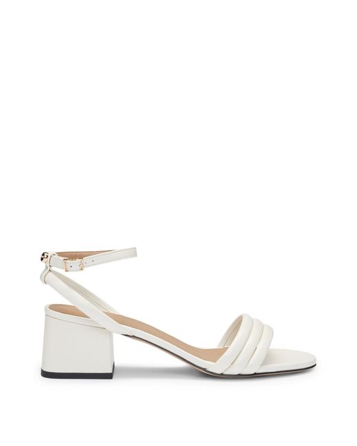 Boss White Padded-strap Sandals With Block Heel