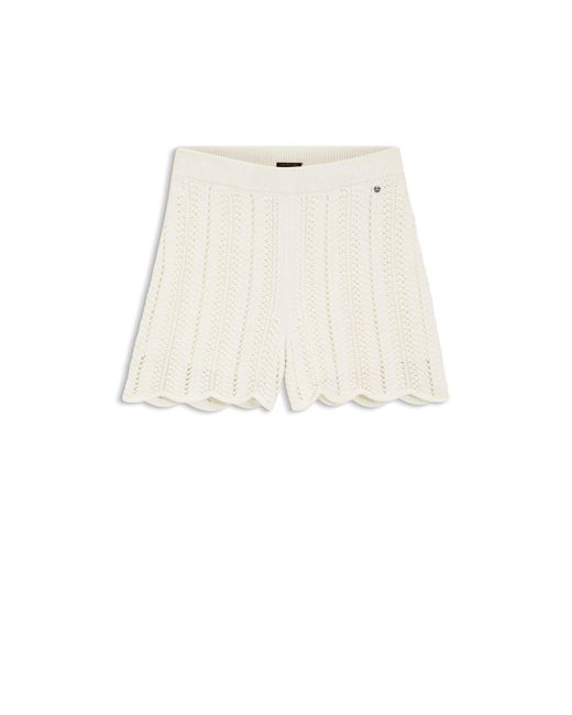 Boss White Cotton-Blend Knitted Shorts With Wave Structure