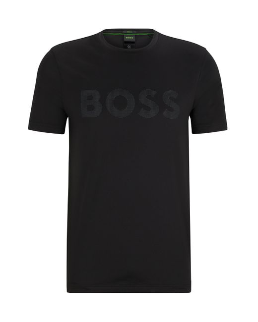Boss T-shirt Van Hoogwaardig Stretchmateriaal Met Decoratief Reflecterend Logo in het Black voor heren