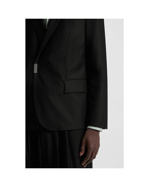 HUGO Black Slim-Fit Suit Jacket With Logo Closure for men