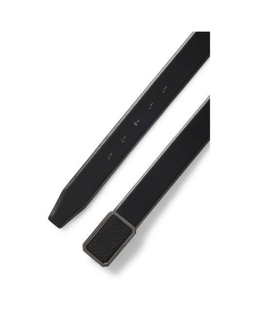 Boss Black Italian-Leather Belt With Plaque Monogram Buckle for men