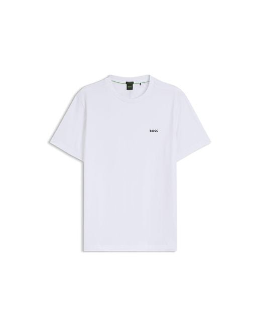 Boss White Stretch-Cotton T-Shirt With Logo Detail for men