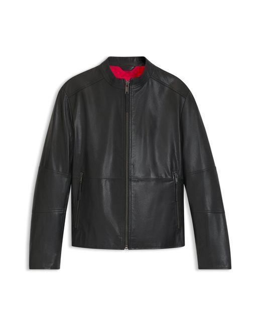 HUGO Slim-Fit Jas Van Generfd Leer in het Black voor heren