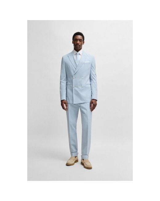Boss Blue Double-Breasted Suit for men