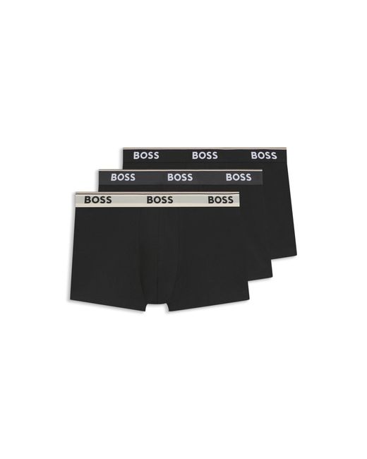 Boss Black Three-Pack Of Stretch-Cotton Trunks With Logo Waistbands for men