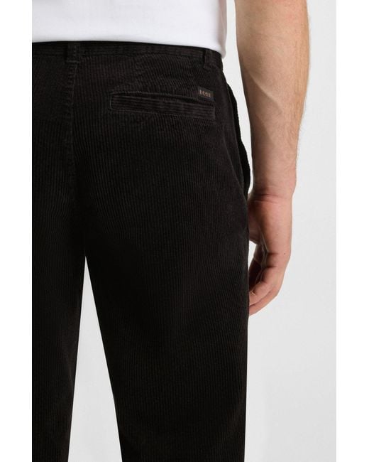 Boss Tapered-Fit Cord-Hose Aus Stretch-Baumwolle in Black für Herren