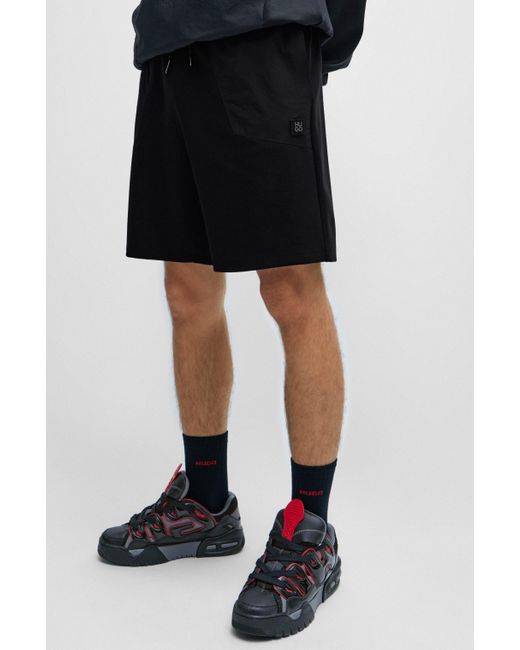 HUGO Relaxed-fit Short Van Stretchkatoen Met Contrasterende Zakken in het Black voor heren