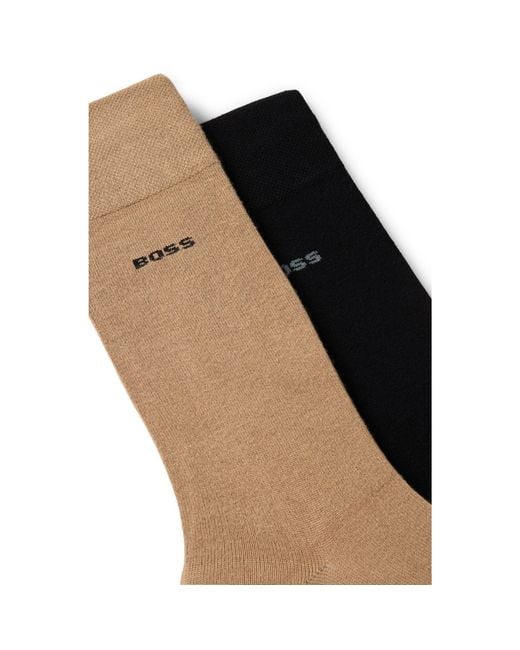 Boss Brown Two-Pack Of Regular-Length Bamboo-Blend Socks for men
